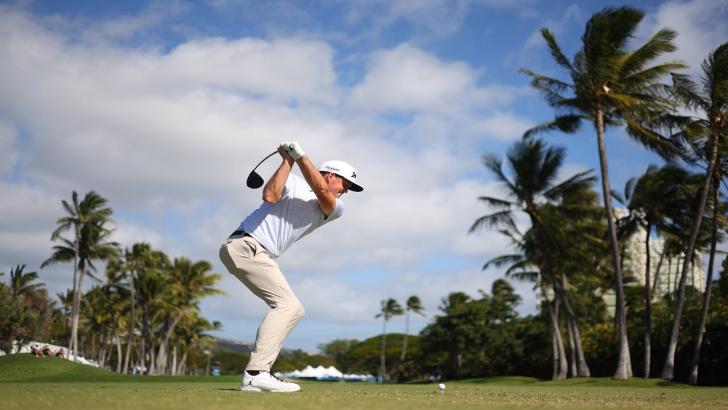 Keegan Bradley hits a drive at the Sony Open